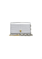 Alexander McQueen Small Skull Croc-Embossed Leather Crossbody Bag – Silver – Women
