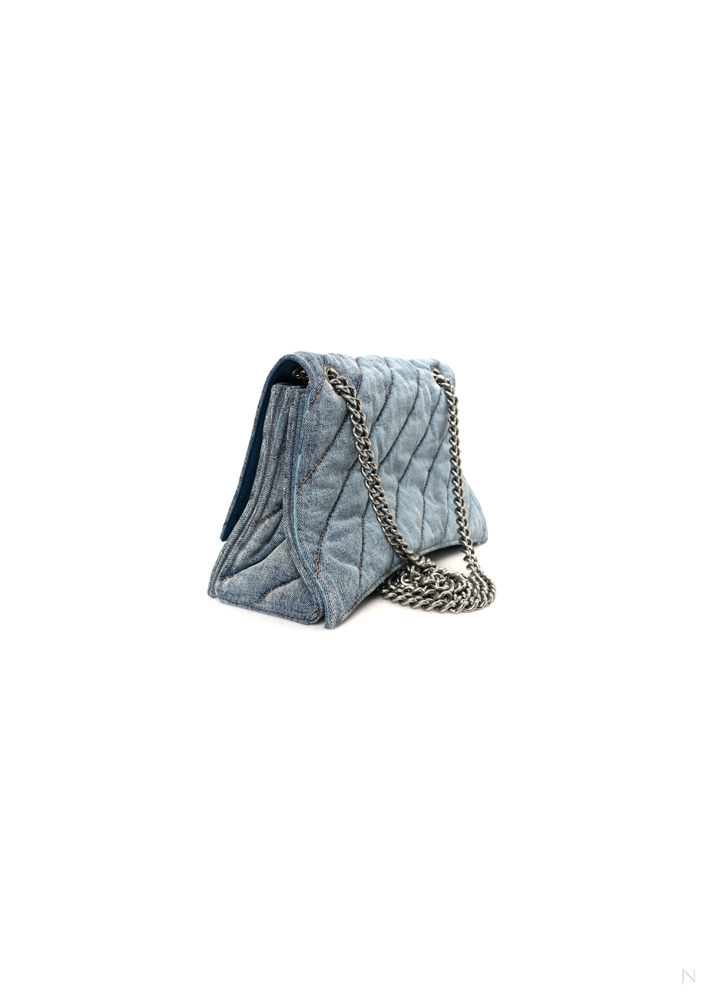 Balenciaga Crush Medium Shoulder Bag Denim Blue Women
