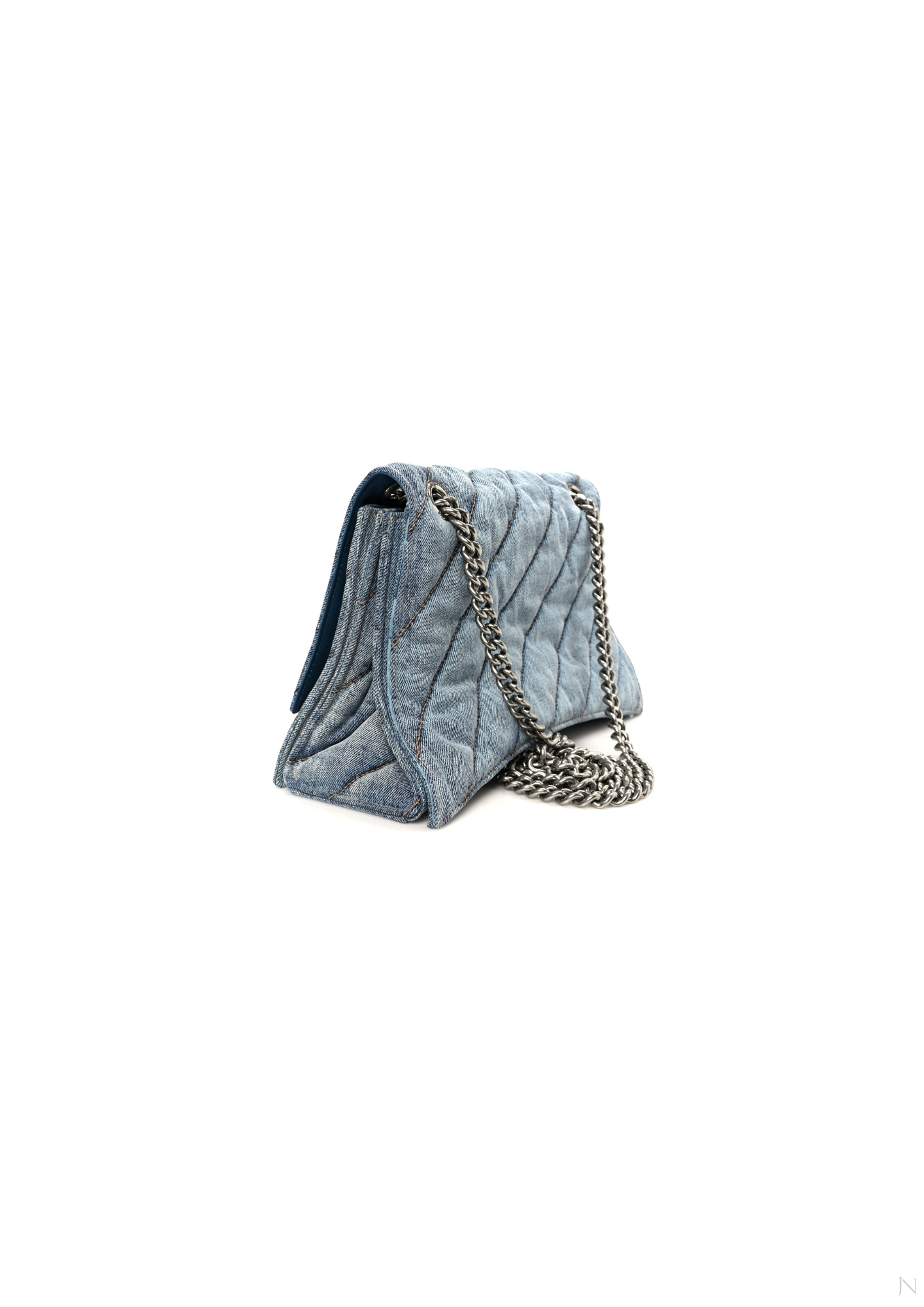 Balenciaga Crush Medium Shoulder Bag Denim Blue Women