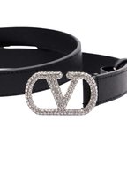 Valentino Garavani VLogo Signature Leather Belt Black Women