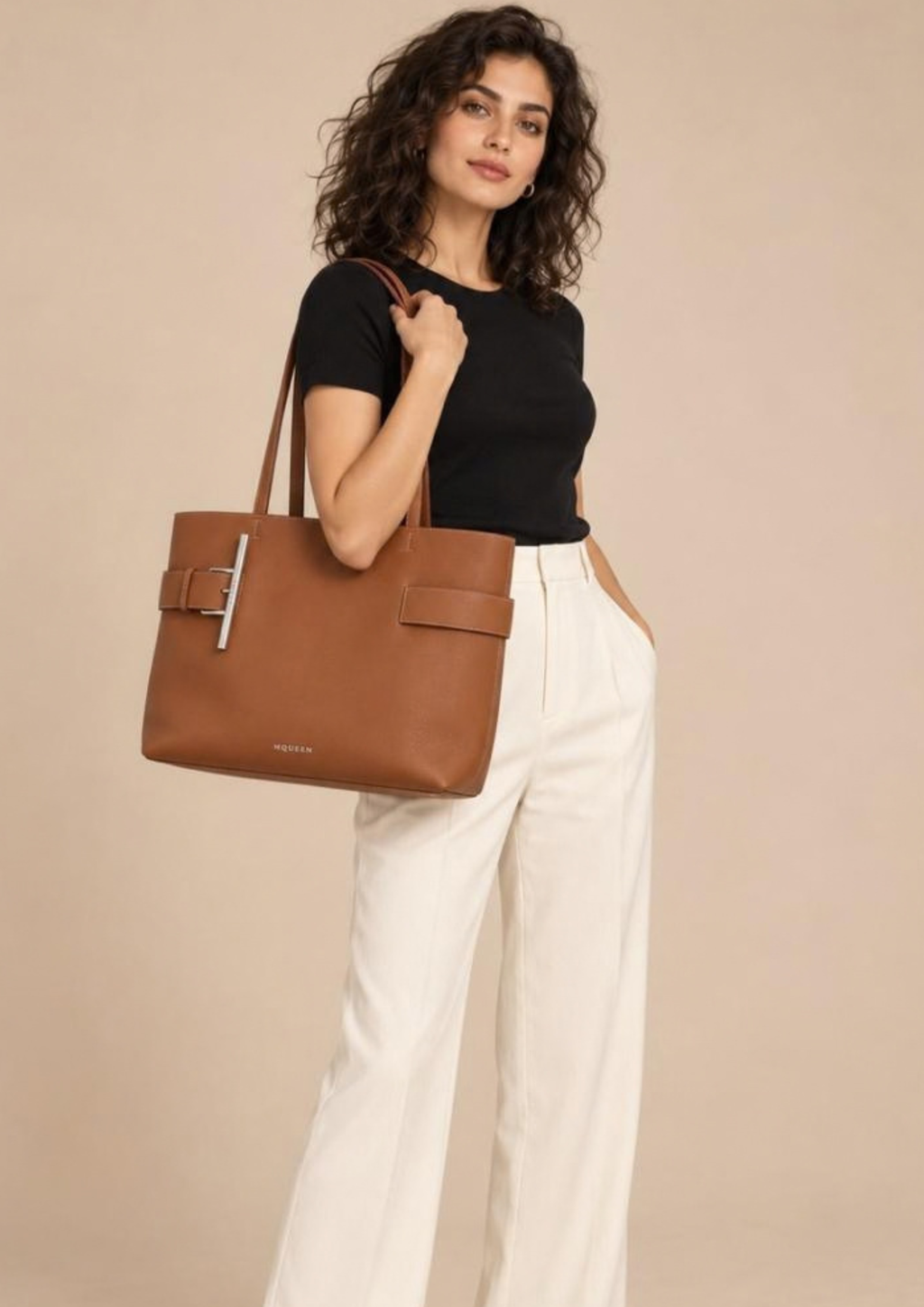 Alexander McQueen T-Bar Sling Large Calf Leather Shopper Tote Bag –  Women