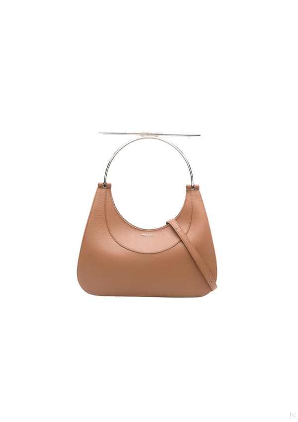 Alexander McQueen T-Bar Lambskin Shoulder Bag – Brown/Silver – Women