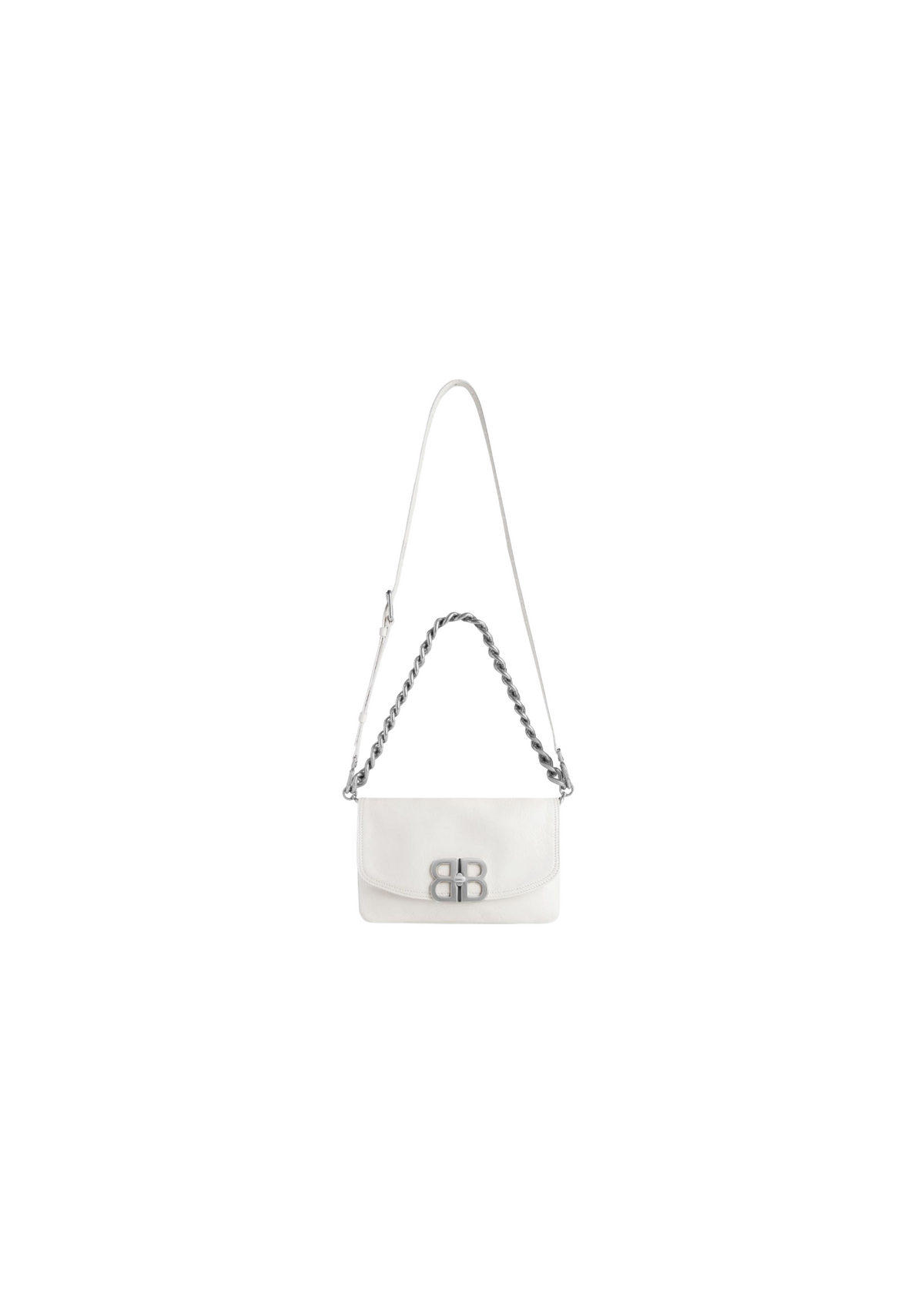 Balenciaga BB Soft Flap Shoulder Bag White Women – Calfskin leather – Women