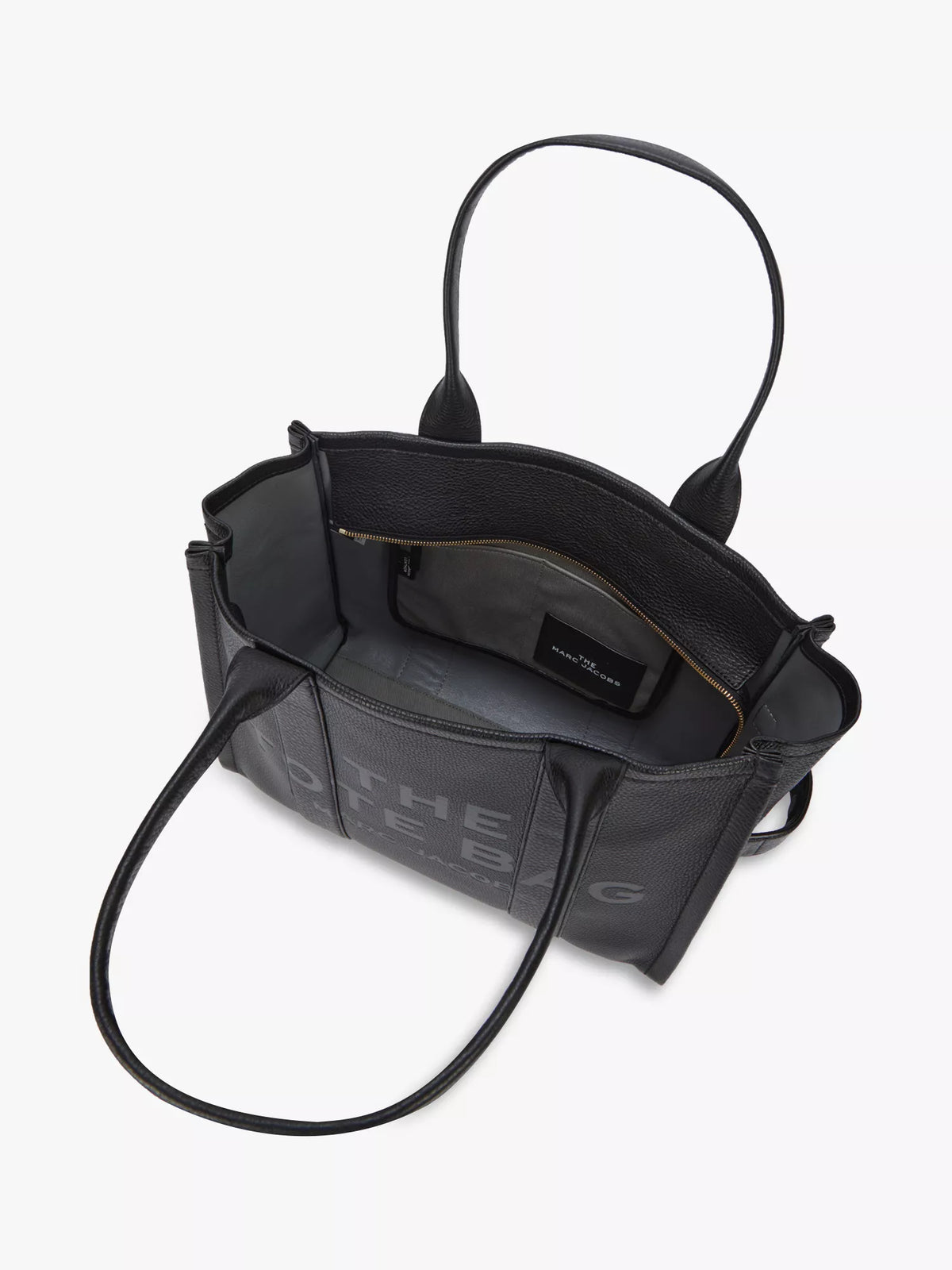 Marc Jacobs The Leather Medium Tote Bag – Full-Grain Leather – Wolf Grey – Women
