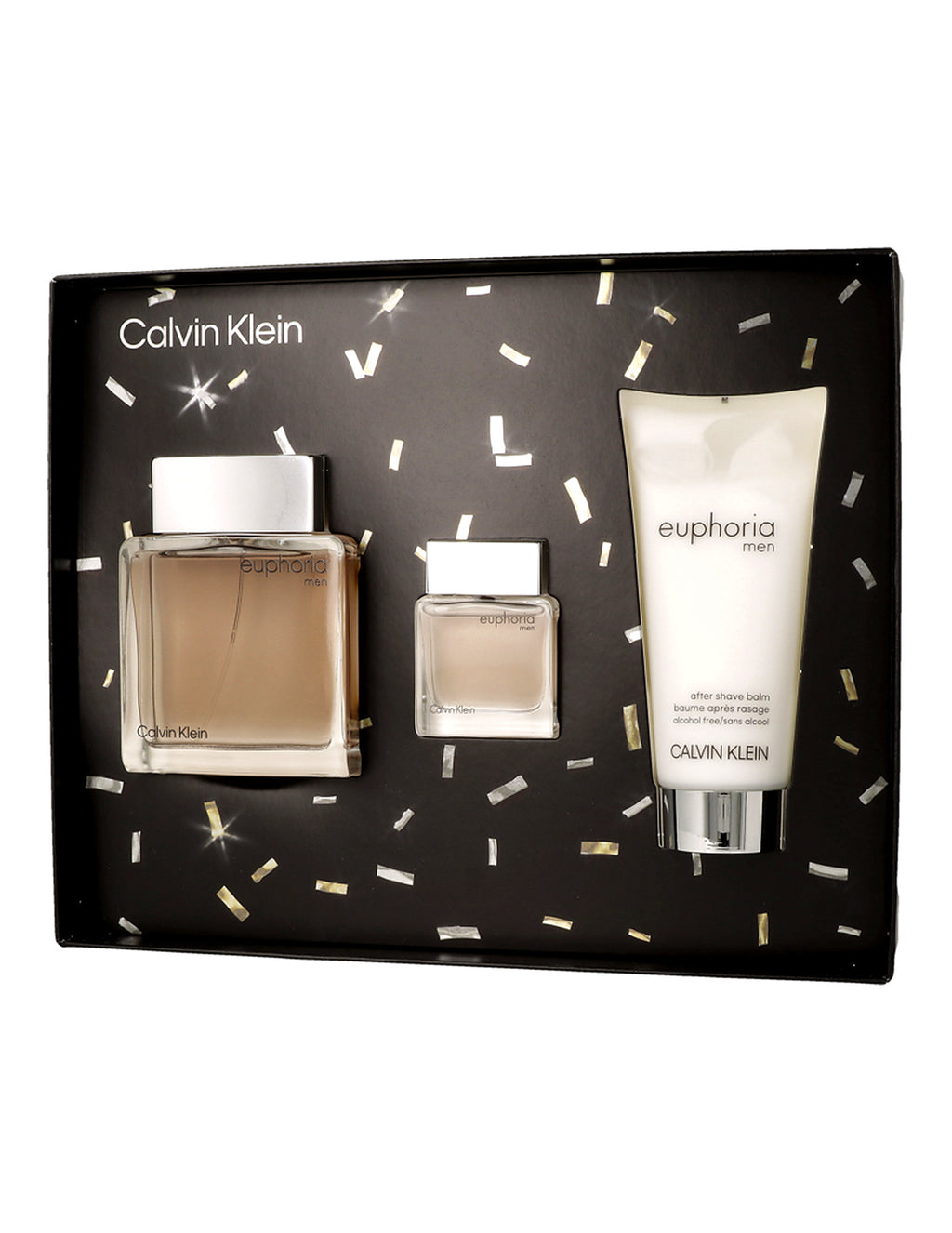 Calvin Klein Euphoria Gift Set Eau de Toilette 100ml + Eau de Toilette 15ml + After Shave Balm 100ml – Men – bottle and packa
