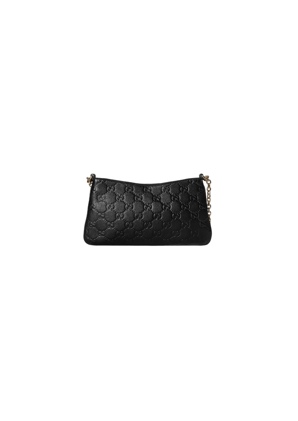 Gucci GG Emblem Grained Leather Crossbody Bag – Black – Women