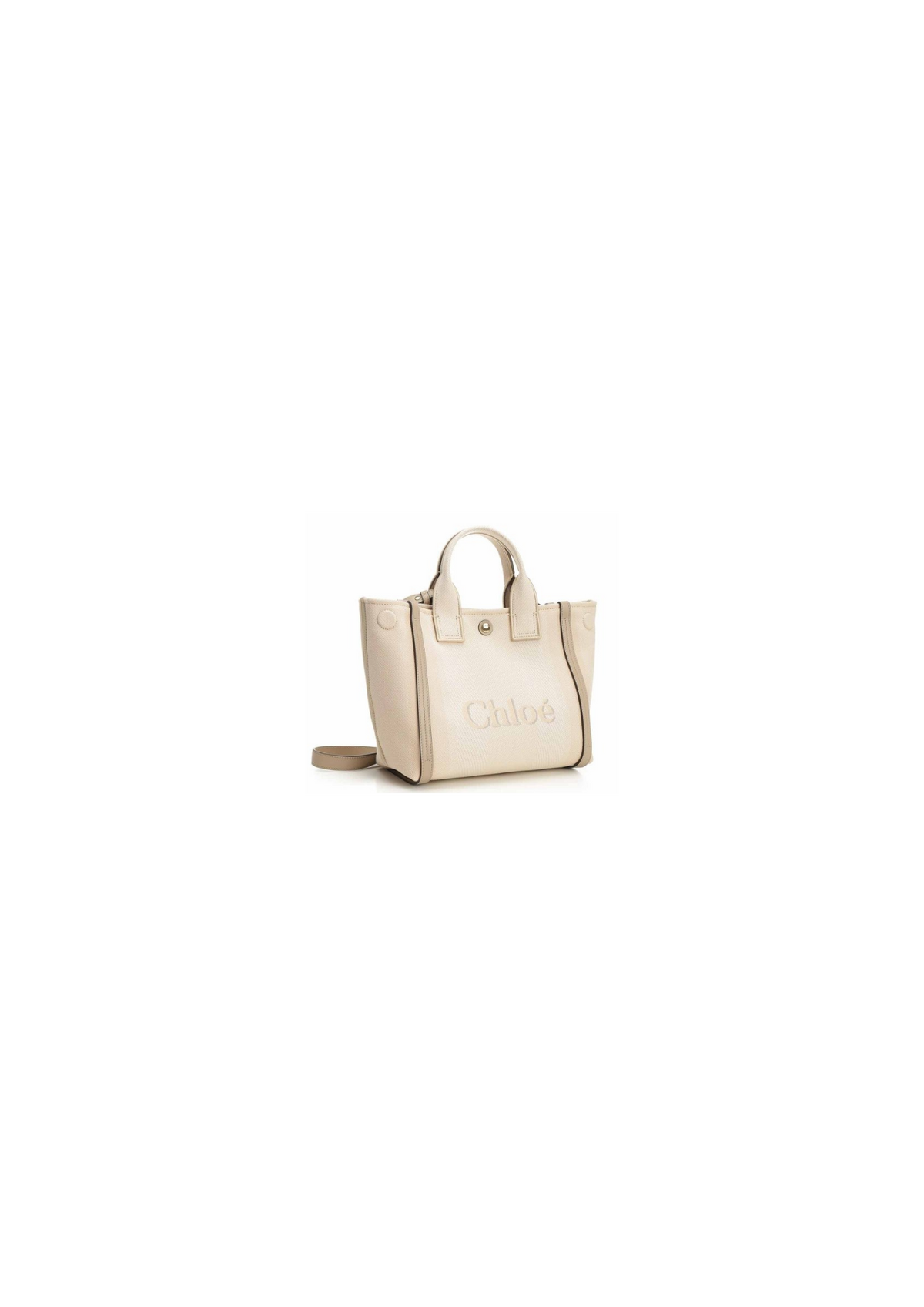 Chloé Women Carry Tote Bag in Canvas Small – Leather – Beige – Women