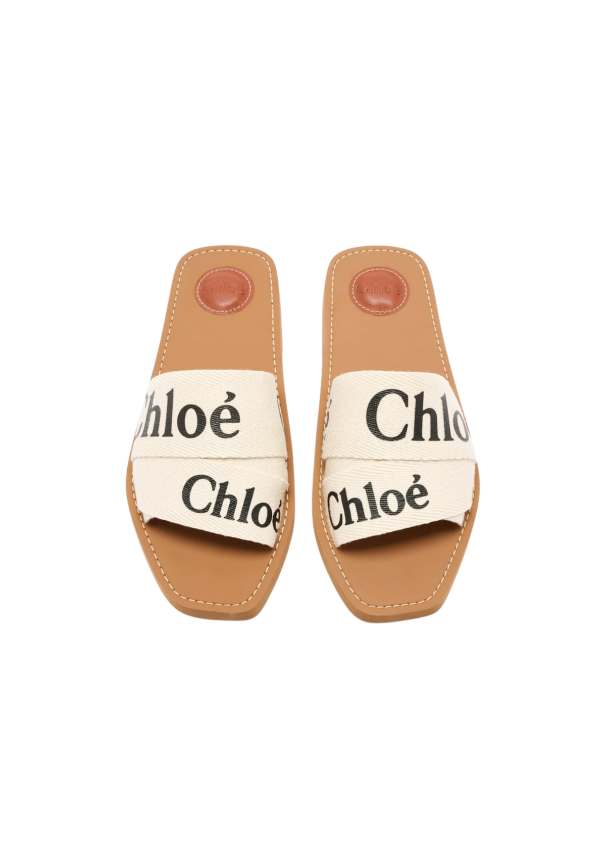 Chloe Women's CHLOE Woody Flat sandals For Women – White / Beige Canvas