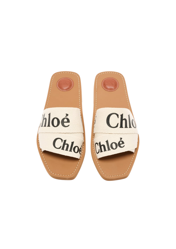 Chloe Women's CHLOE Woody Flat sandals For Women – White / Beige Canvas
