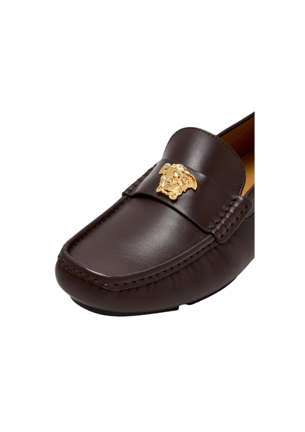 Versace Men's VEASACE LEATHER DRIVER LOAFER Loafers – Dark Brown Rubber