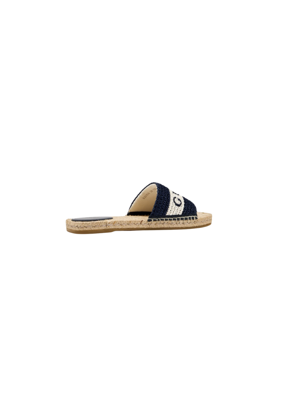 Gucci Women's Crochet Raffia Slide Sandals – Blue and White Logo Design