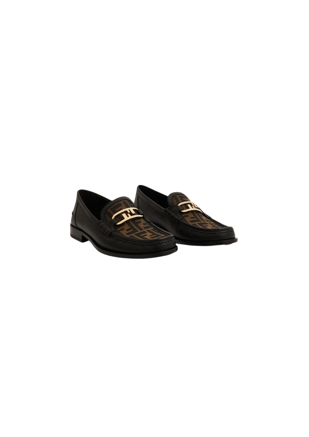 Fendi Men's O'Lock Leather Loafers – Black with Gold-Tone Hardware