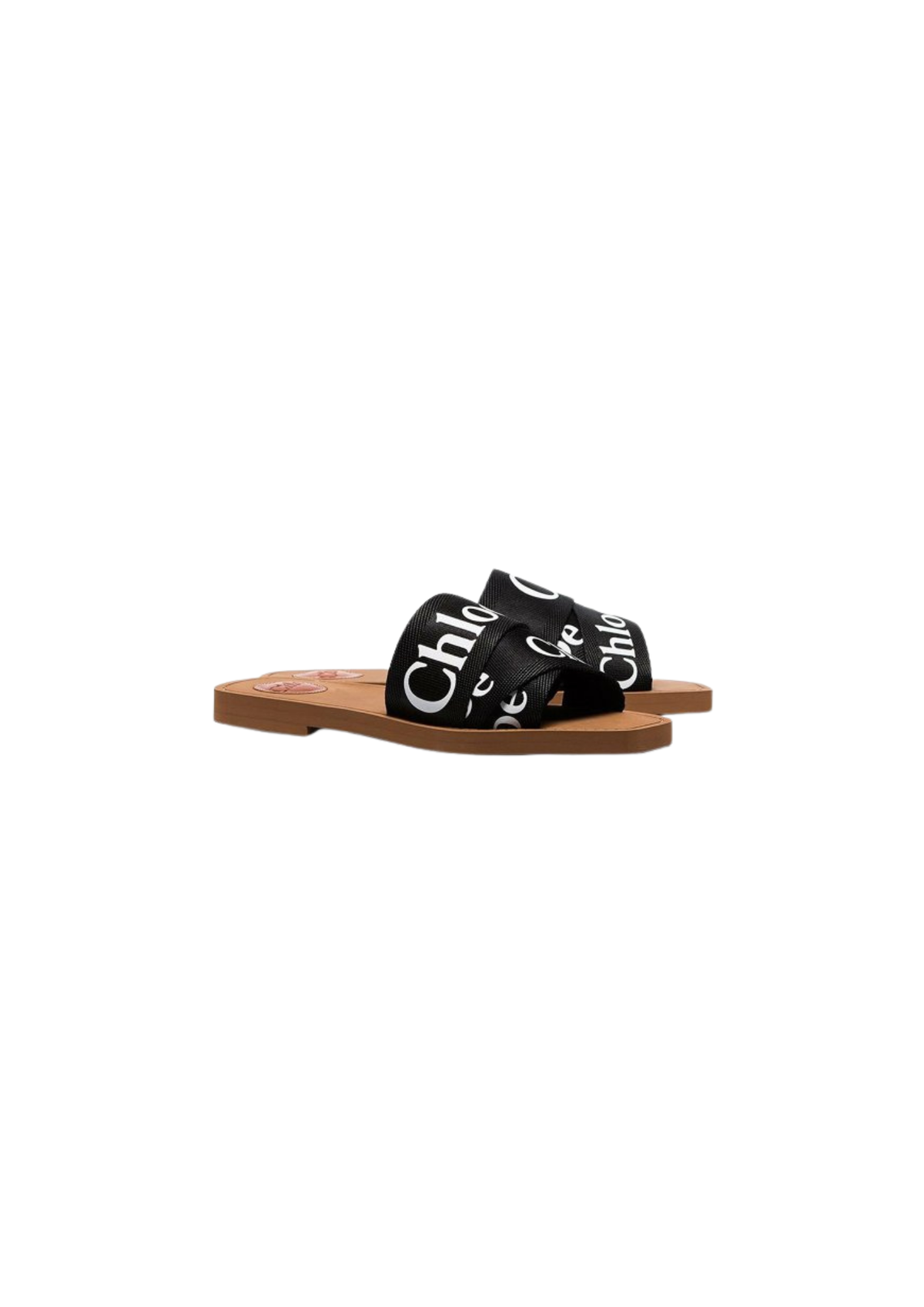 Chloe Women's CHLOE Woody Flat sandals For Women – Black / Beige Canvas
