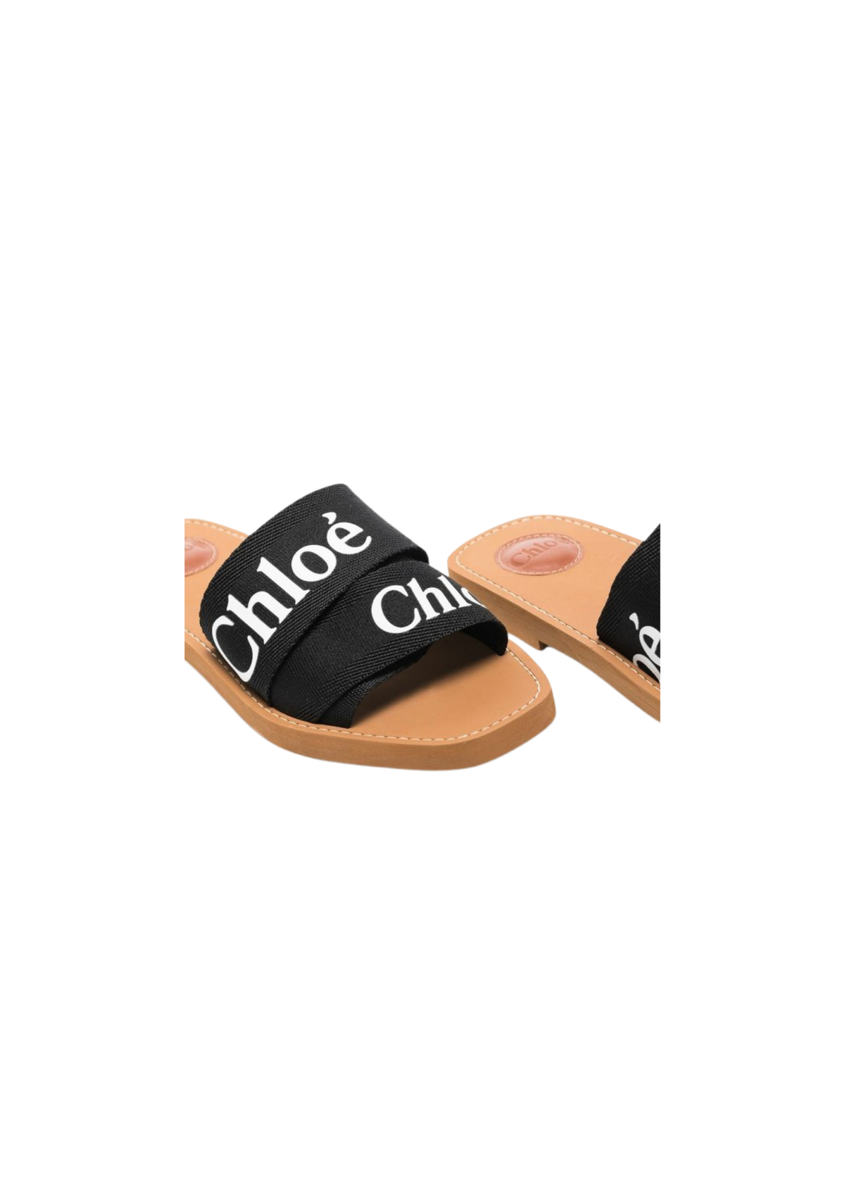 Chloe Women's CHLOE Woody Flat sandals For Women – Black / Beige Canvas