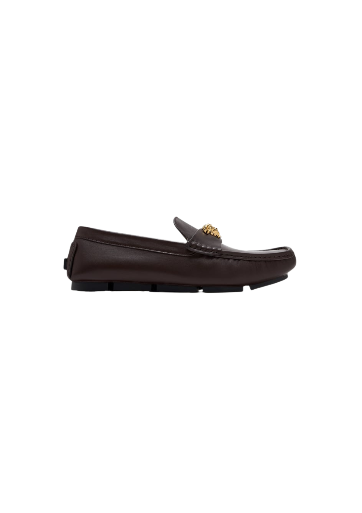 Versace Men's VEASACE LEATHER DRIVER LOAFER Loafers – Dark Brown Rubber