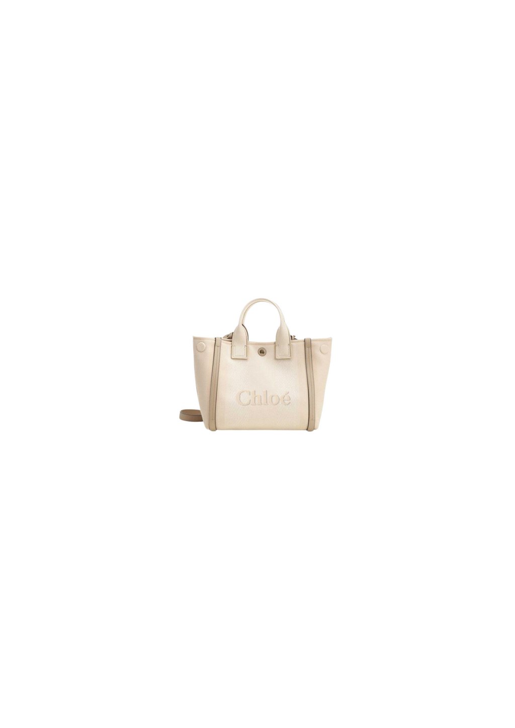 Chloé Women Carry Tote Bag in Canvas Small – Leather – Beige – Women