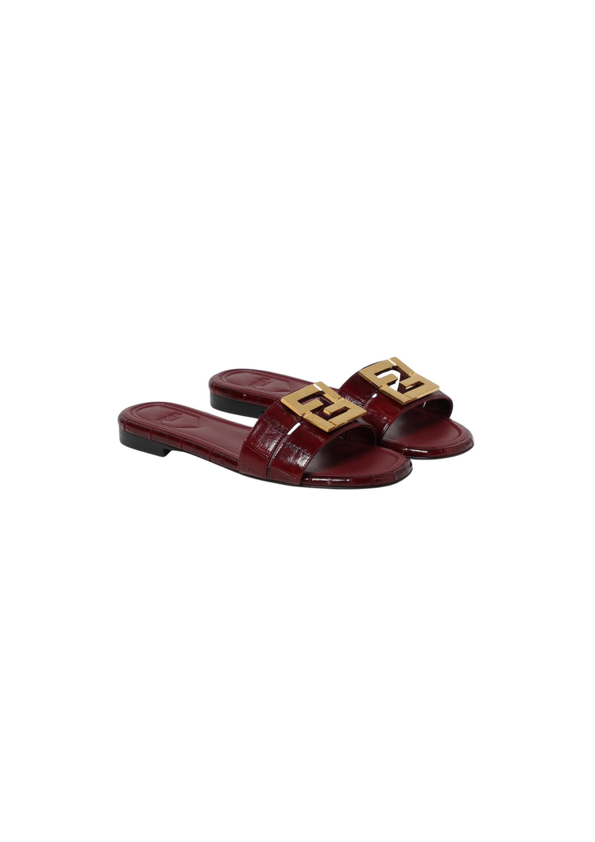 Fendi Women's FFold red leather sandals – WINE Rubber