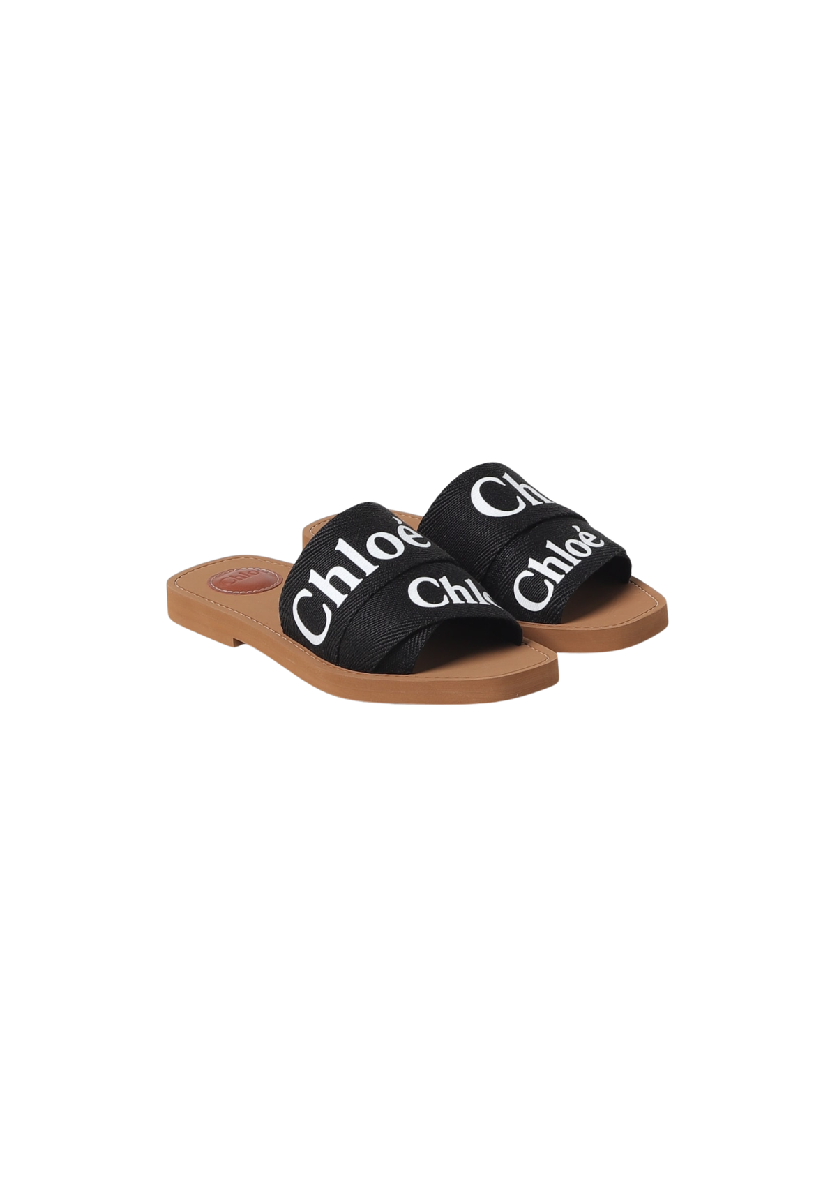 Chloe Women's CHLOE Woody Flat sandals For Women – Black / Beige Canvas