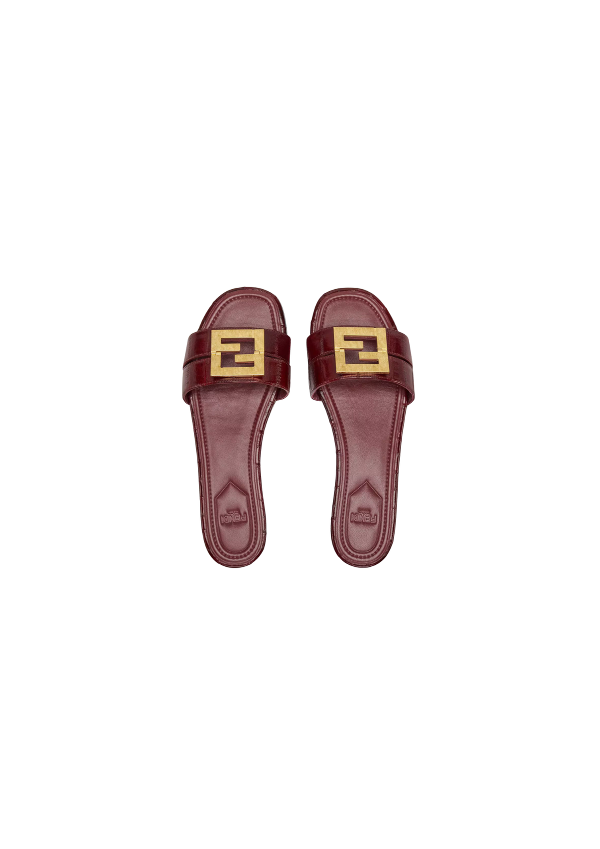 Fendi Women's FFold red leather sandals – WINE Rubber