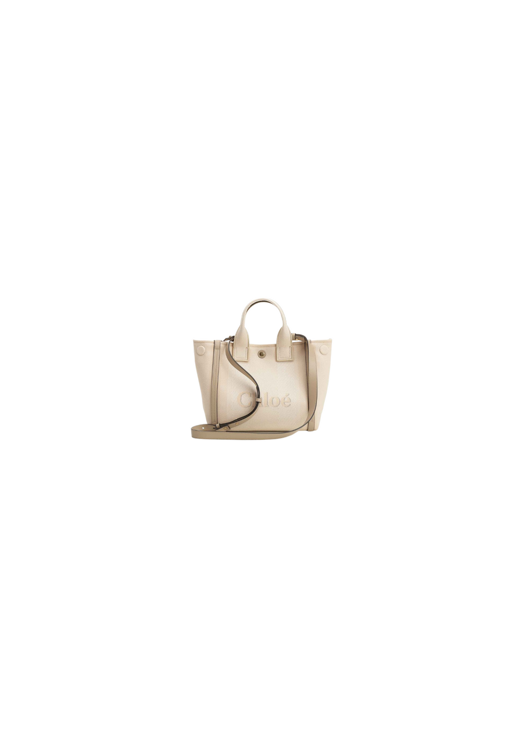Chloé Women Carry Tote Bag in Canvas Small – Leather – Beige – Women