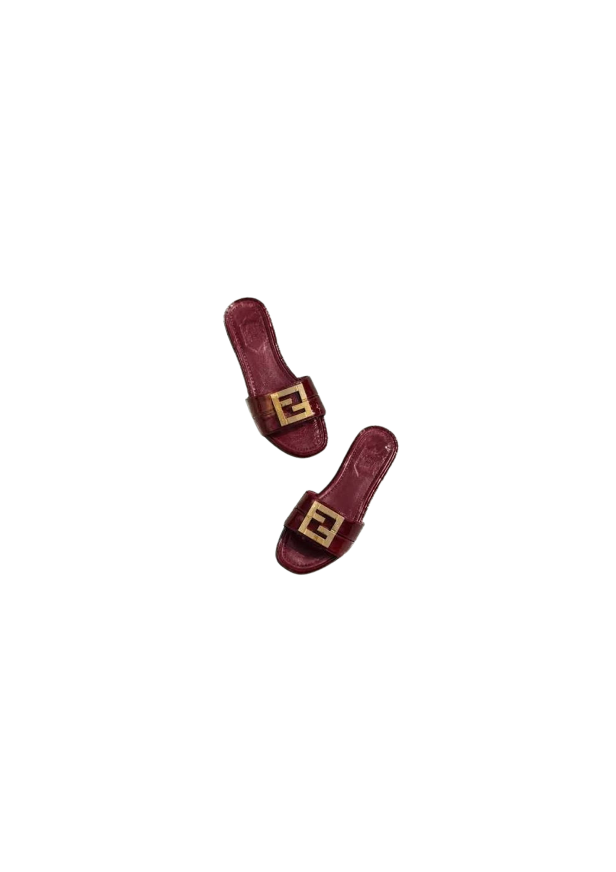 Fendi Women's FFold red leather sandals – WINE Rubber