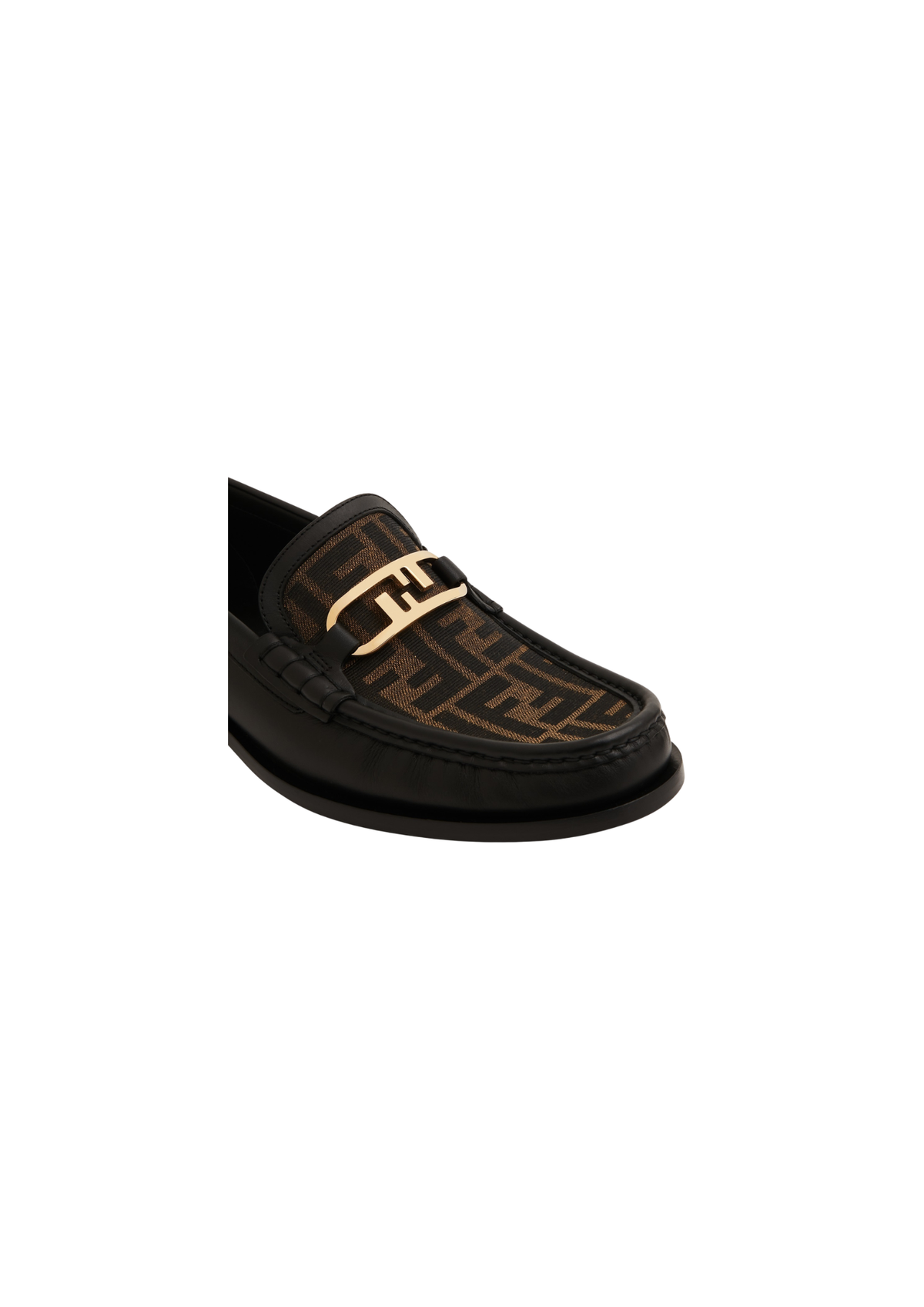Fendi Men's O'Lock Leather Loafers – Black with Gold-Tone Hardware