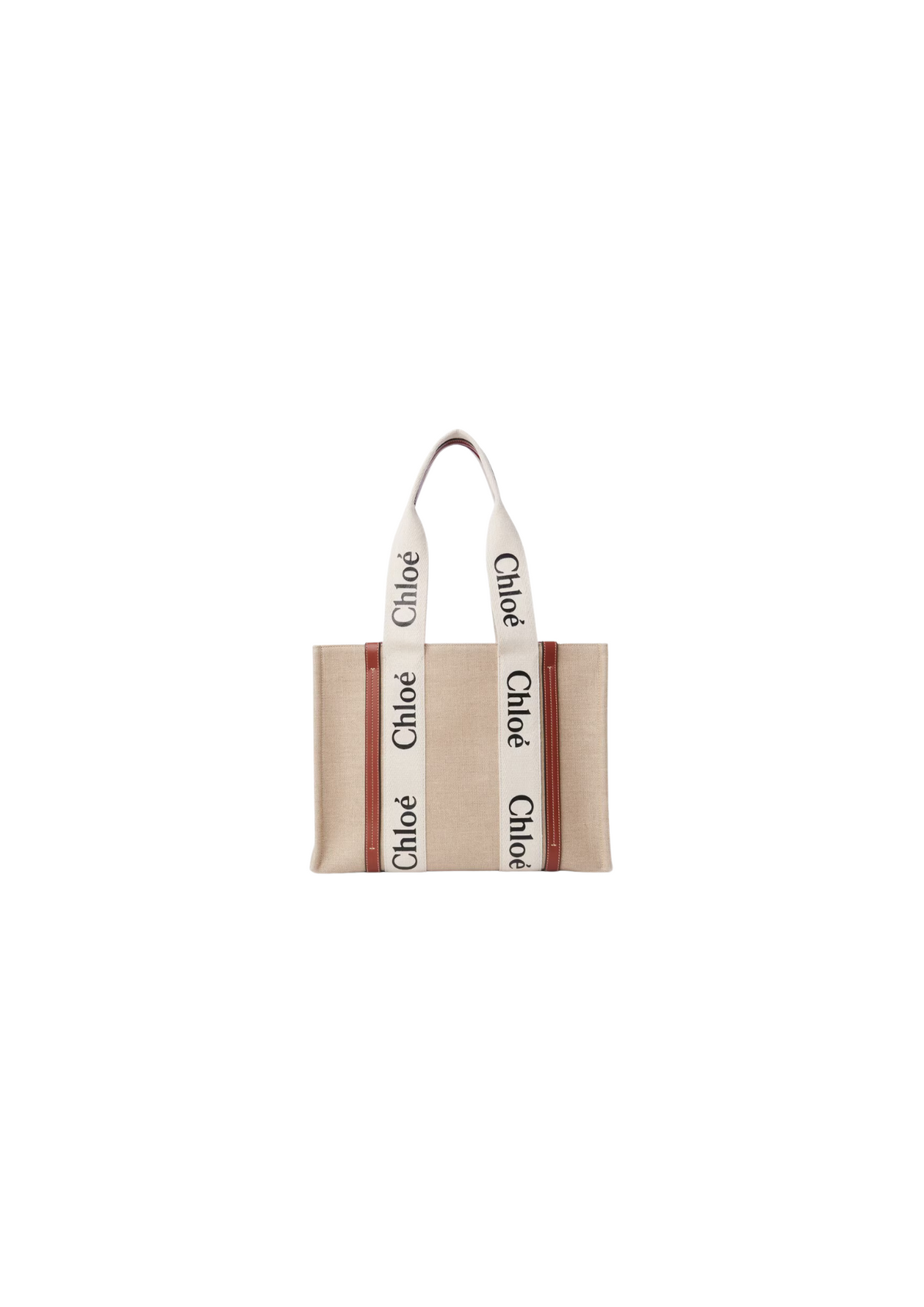 Chloé Woody Medium Shopping Tote Bag – Leather – Beige/ Brown – Women