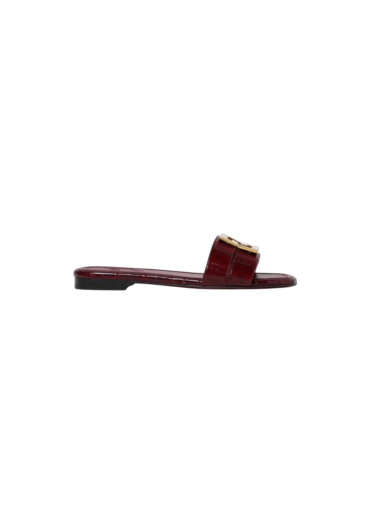 Fendi Women's FFold red leather sandals – WINE Rubber