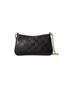 Gucci GG Emblem Grained Leather Crossbody Bag – Black – Women – front view