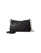 Gucci GG Emblem Grained Leather Crossbody Bag – Black – Women – alternate exterior view