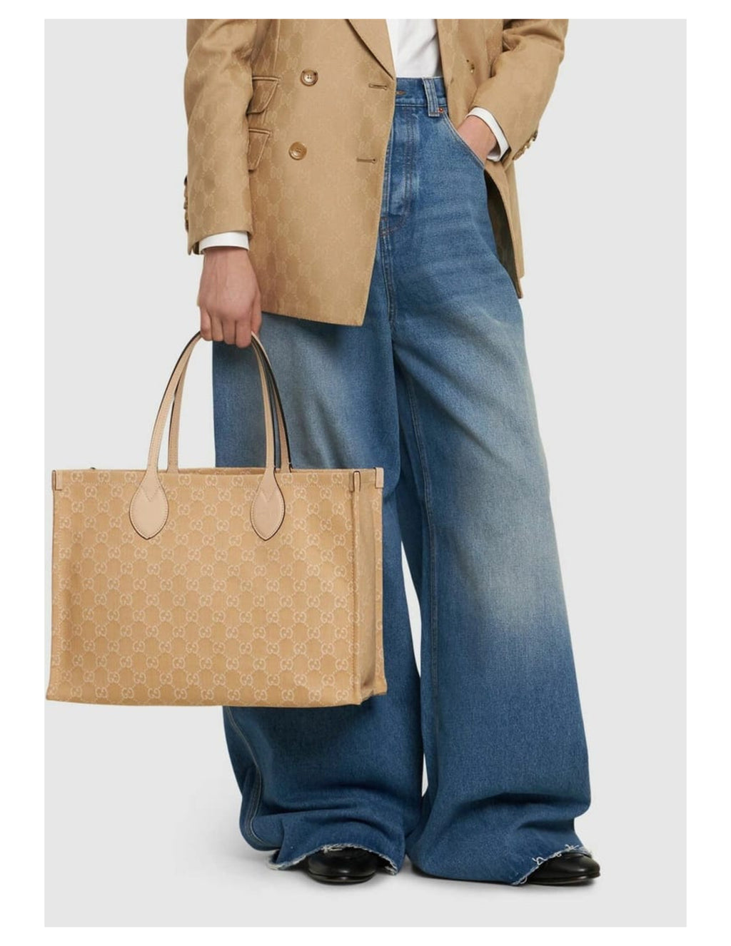 Gucci Ophidia GG Pattern Large Tote Bag – Beige – Women – material and hardware detail