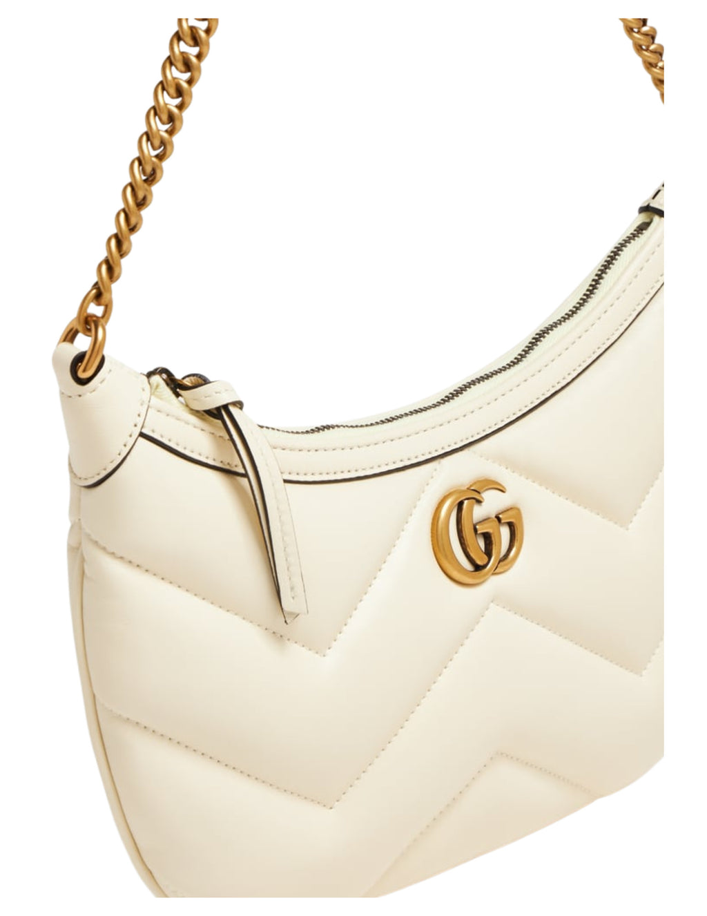 Gucci Quilted Shoulder Bag – White – Women – side or profile view