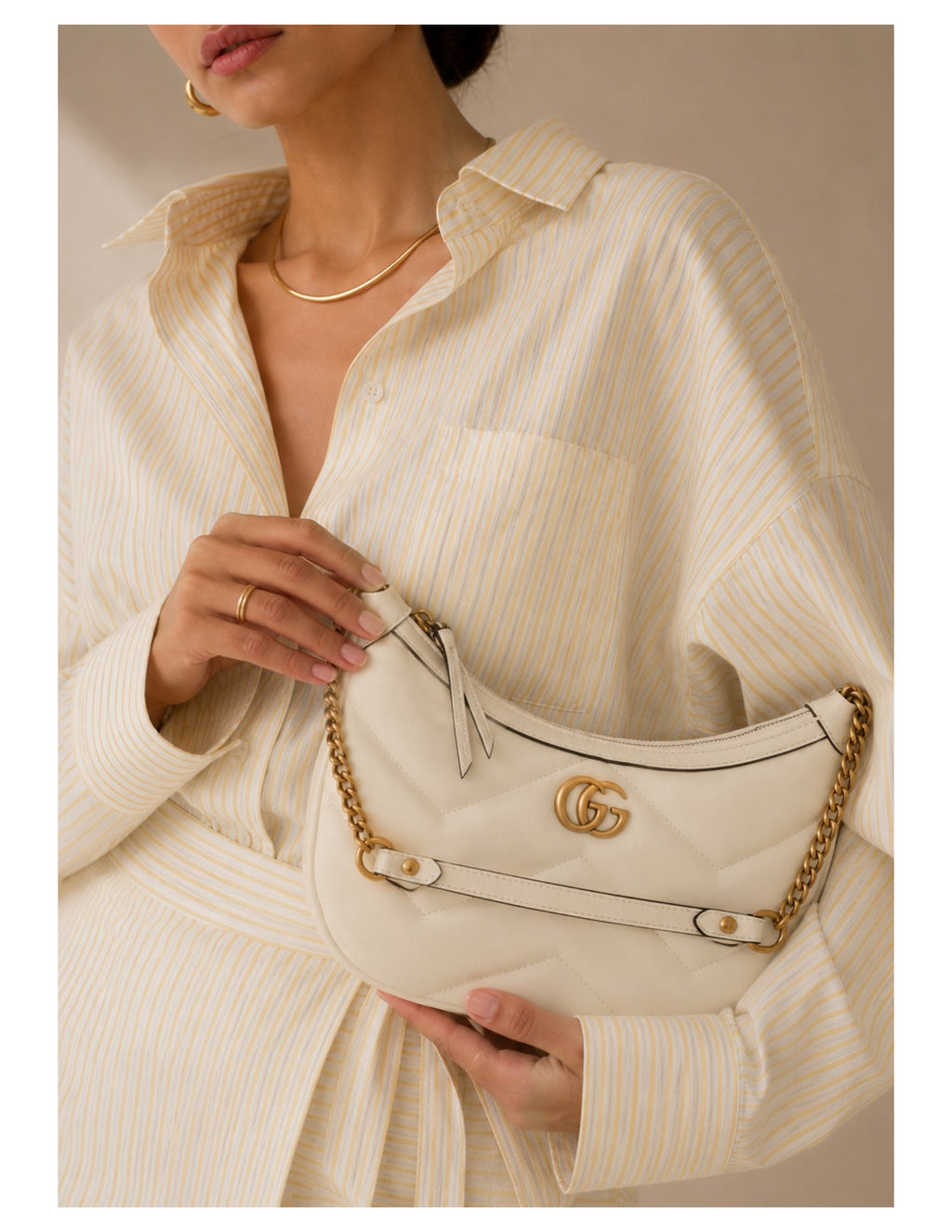 Gucci Quilted Shoulder Bag – White – Women – interior or opening view