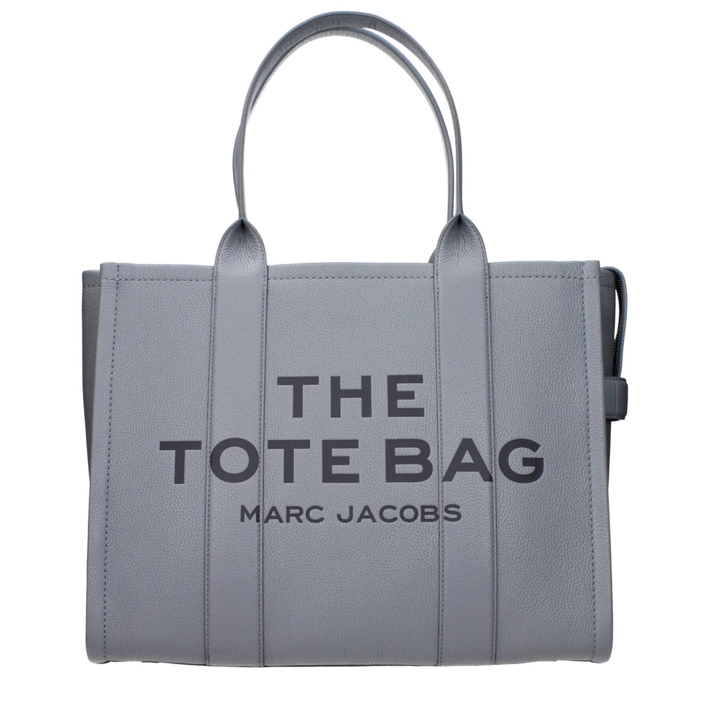 Marc Jacobs The Leather Medium Tote Bag – Full-Grain Leather – Wolf Grey – Women