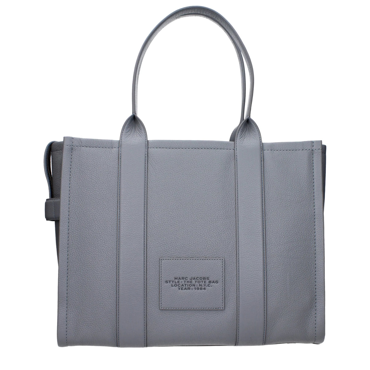 Marc Jacobs The Leather Medium Tote Bag – Full-Grain Leather – Wolf Grey – Women