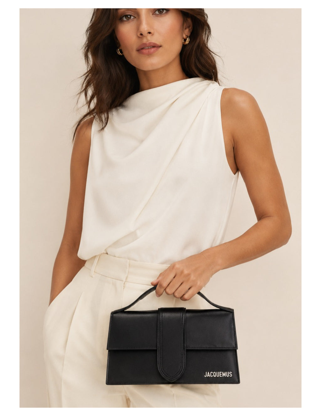 Jacquemus Le Grand Bambino Handbag Black/Silver – Women – material and hardware detail