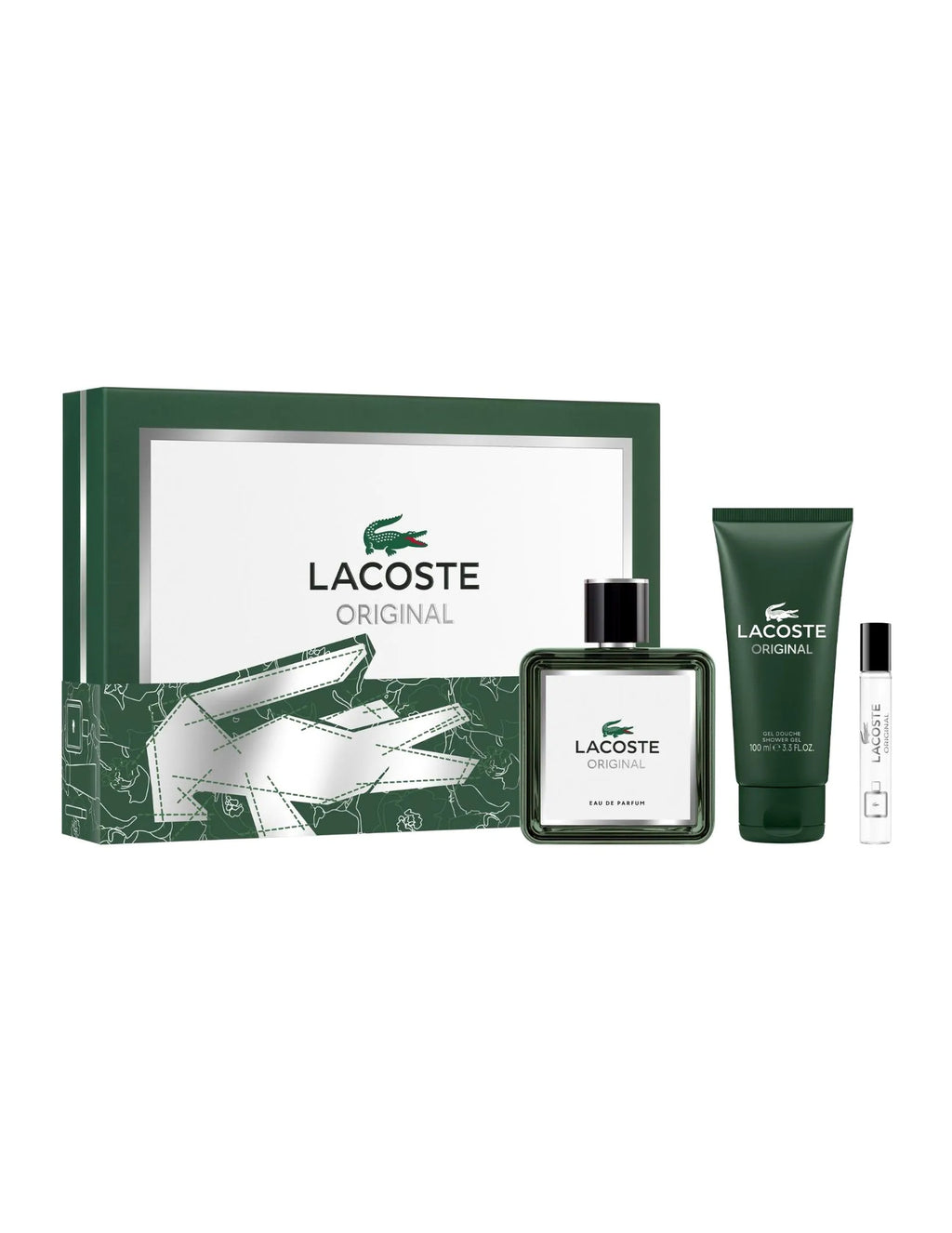 Lacoste Original Gift Set Eau de Parfum 100ml + Eau de Parfum 7.5ml + Shower Gel 100ml – Men – complete set overview