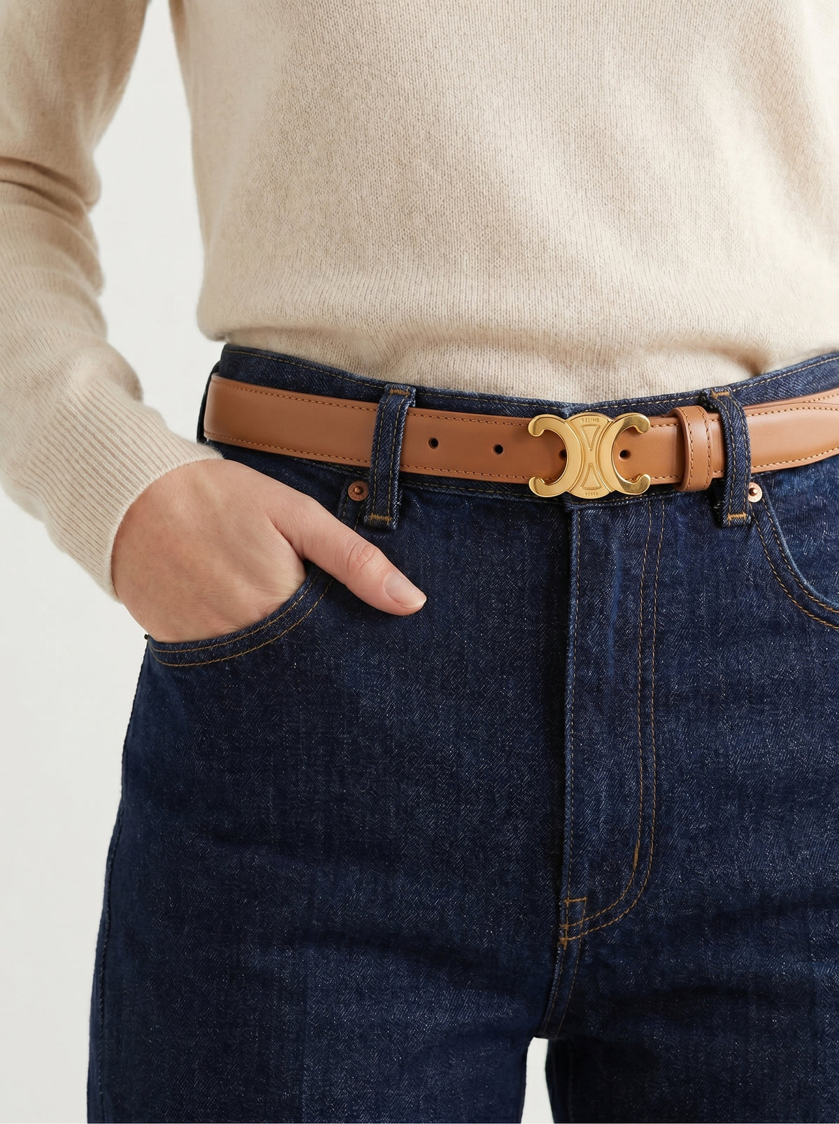 CELINE MEDIUM 25MM TRIOMPHE BELT – TAURILLON LEATHER