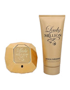 Rabanne Lady Million Gift Set Eau de Parfum 80ml + Sensual Body Lotion 100ml – Women – bottle and packaging view