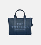 Marc Jacobs The Leather Medium Tote Bag in Blue Sea full-grain leather – front product view