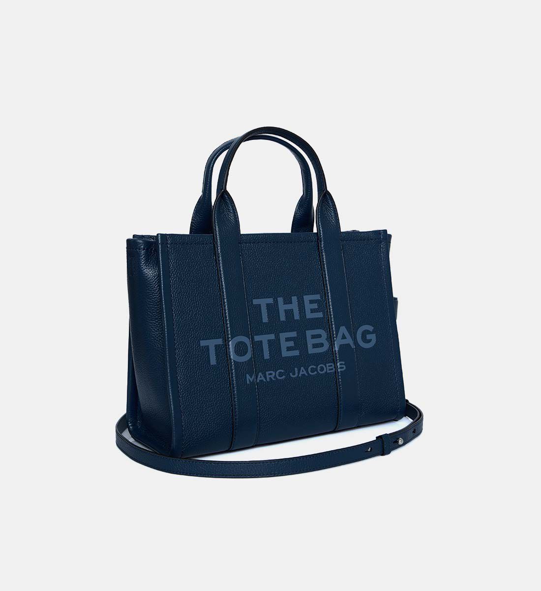 Marc Jacobs The Leather Medium Tote Bag – Full-Grain Leather – Blue Sea – Women