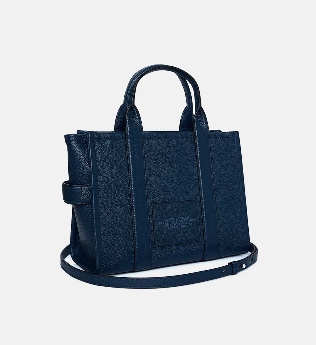 Marc Jacobs The Leather Medium Tote Bag – Full-Grain Leather – Blue Sea – Women